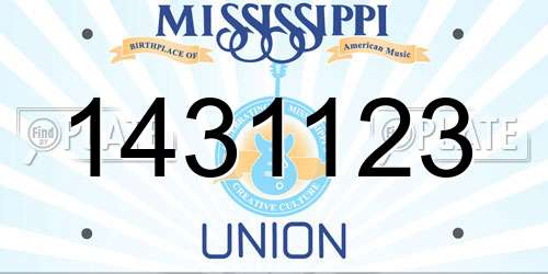 1431123 Mississippi License Plate