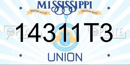 14311T3 Mississippi License Plate