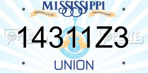 14311Z3 Mississippi License Plate