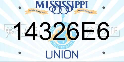 14326E6 Mississippi License Plate