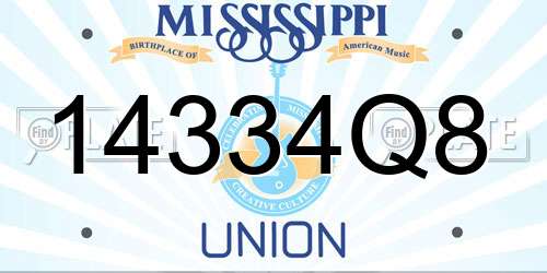 14334Q8 Mississippi License Plate
