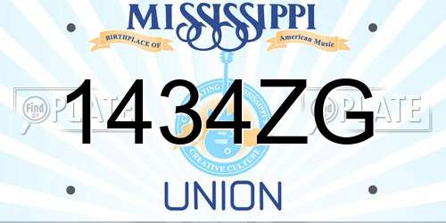 1434ZG Mississippi License Plate