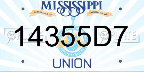14355D7 Mississippi License Plate