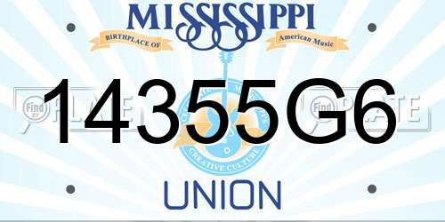 14355G6 Mississippi License Plate