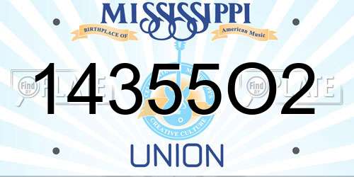 14355O2 Mississippi License Plate