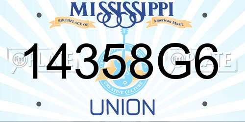 14358G6 Mississippi License Plate