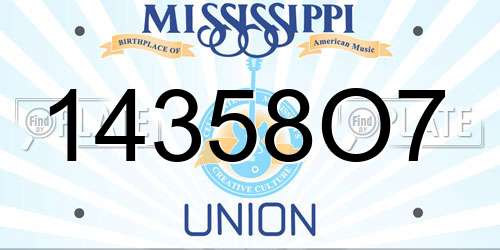 14358O7 Mississippi License Plate