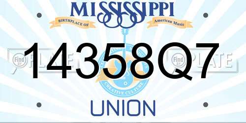 14358Q7 Mississippi License Plate