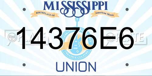 14376E6 Mississippi License Plate