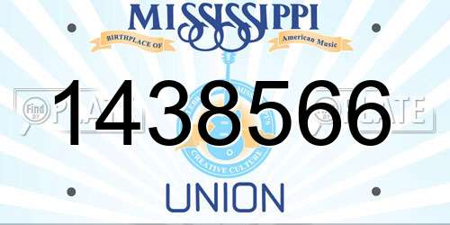 1438566 Mississippi License Plate