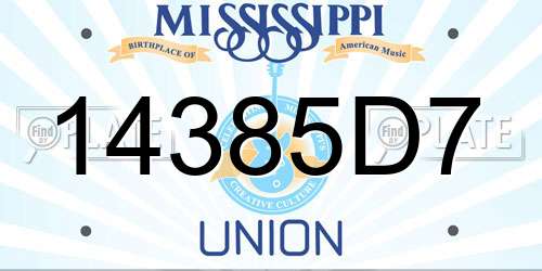 14385D7 Mississippi License Plate