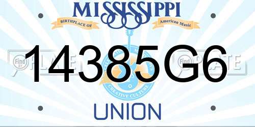 14385G6 Mississippi License Plate