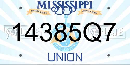 14385Q7 Mississippi License Plate