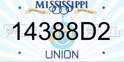 14388D2 Mississippi License Plate