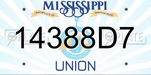 14388D7 Mississippi License Plate