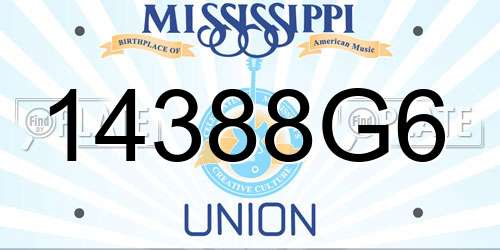 14388G6 Mississippi License Plate