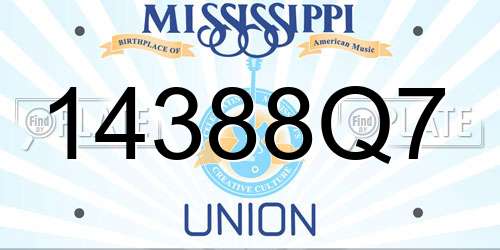 14388Q7 Mississippi License Plate