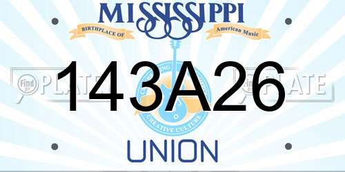 143A26 Mississippi License Plate