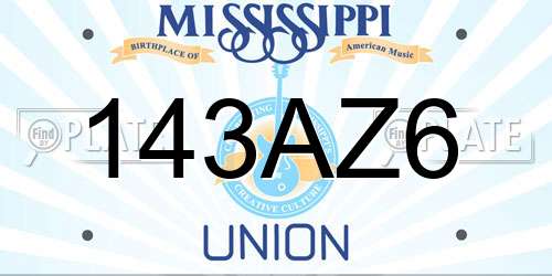 143AZ6 Mississippi License Plate