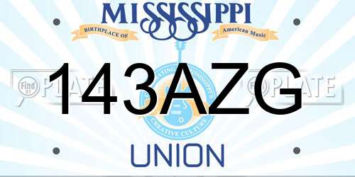 143AZG Mississippi License Plate