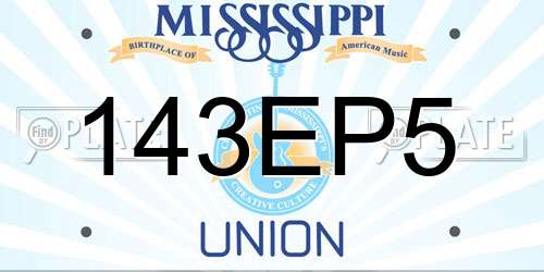 143EP5 Mississippi License Plate