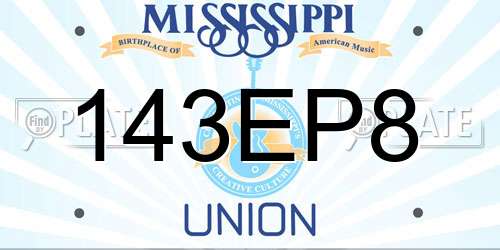 143EP8 Mississippi License Plate