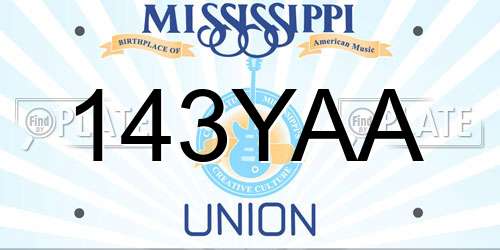 143YAA Mississippi License Plate