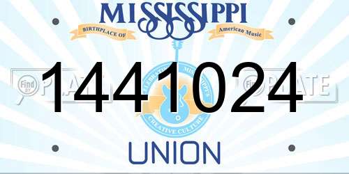 1441024 Mississippi License Plate