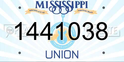 1441038 Mississippi License Plate