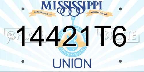14421T6 Mississippi License Plate