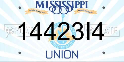 14423I4 Mississippi License Plate