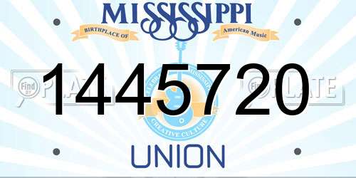 1445720 Mississippi License Plate