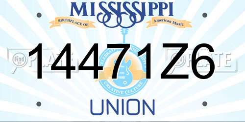 14471Z6 Mississippi License Plate