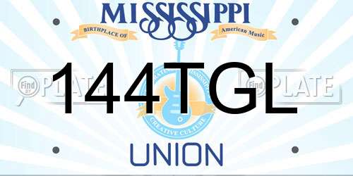 144TGL Mississippi License Plate
