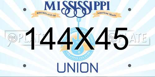 144X45 Mississippi License Plate