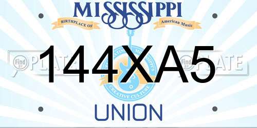 144XA5 Mississippi License Plate