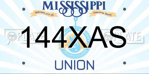 144XAS Mississippi License Plate