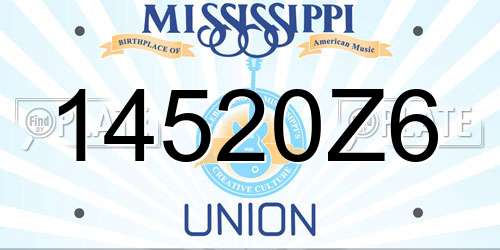 14520Z6 Mississippi License Plate