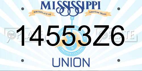 14553Z6 Mississippi License Plate