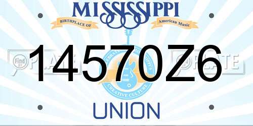 14570Z6 Mississippi License Plate