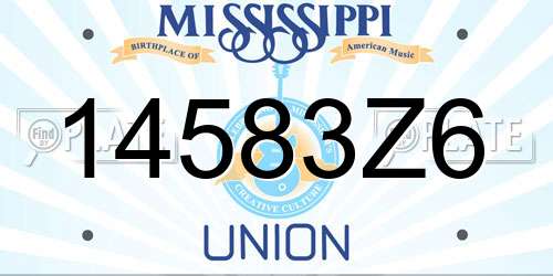 14583Z6 Mississippi License Plate