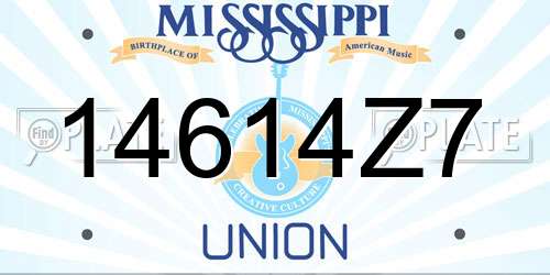14614Z7 Mississippi License Plate