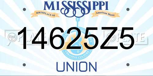 14625Z5 Mississippi License Plate