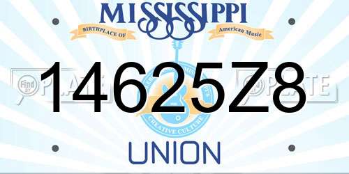 14625Z8 Mississippi License Plate
