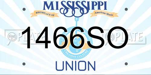 1466SO Mississippi License Plate