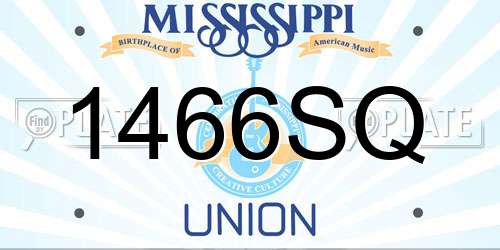 1466SQ Mississippi License Plate