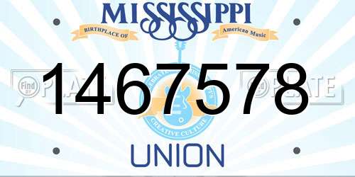 1467578 Mississippi License Plate
