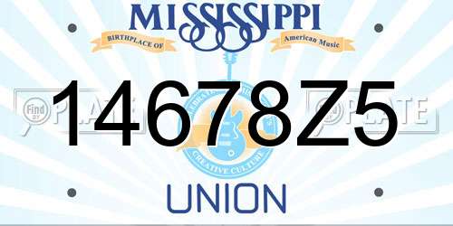 14678Z5 Mississippi License Plate