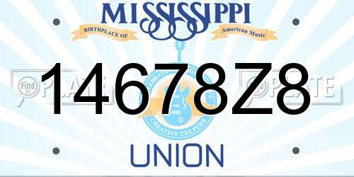 14678Z8 Mississippi License Plate