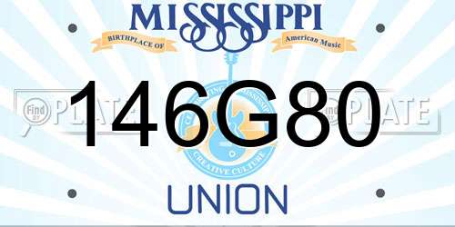 146G80 Mississippi License Plate